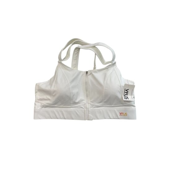 VFUS Womens High Support White Zip Front Sports Bra XXL - Picture 2 of 6